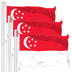 Load image into Gallery viewer, G128 3 Pack: Singapore Singaporean Flag  3x5 Ft  LiteWeave Pro Series Printed 150D Polyester  Country Flag, Vibrant Colors, Brass Grommets, Thicker and More Durable Than 100D 75D Polyester