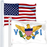 Load image into Gallery viewer, G128 Combo Pack: USA American Flag 3x5 Ft 150D Printed Stars &amp; U.S. Virgin Islands Flag 3x5 Ft 150D Printed