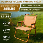 Load image into Gallery viewer, Beige Portable Folding Camping Chair 31x21x20 Inch Lightweight Beach Chairs for Adults up to 265 Lbs Breathable Ripstop Fabric Outdoor Seating with Ergonomic Beech Wood Armrests