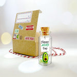Load image into Gallery viewer, Tiny Magical Message in a Bottle Gift Idea Classy Inspirational Gifts for Him and Her Unique Presents for Women and Men (Green Avocado Happy Avo Day in Craft Gift Box)