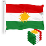 Load image into Gallery viewer, G128 5 Pack: Kurdistan Region Flag  3x5 Ft  LiteWeave Pro Series Printed 150D Polyester  Country Flag, Indoor/Outdoor, Vibrant Colors, Brass Grommets, Thicker and More Durable Than 100D 75D Poly