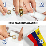 Load image into Gallery viewer, G128 Combo Pack: 6 Ft Tangle Free Aluminum Spinning Flagpole (White) &amp; Venezuela Venezuelan Flag 3x5 Ft, Double ToughWeave Series Double Sided Embroidered 210D Polyester  Pole with Flag Included