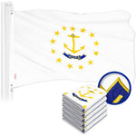 Load image into Gallery viewer, G128 5 Pack: Rhode Island RI No Golden Border State Flag  3x5 Ft  ToughWeave Series Embroidered 300D Polyester  Embroidered Design, Indoor/Outdoor, Brass Grommets