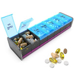 Load image into Gallery viewer, Extra Large Pill Organizer Black XXL Pill Box 7 Day Weekly Pill Box with AM PM