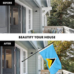 Load image into Gallery viewer, G128 Combo Pack: 6 Ft Tangle Free Aluminum Spinning Flagpole (Black) &amp; Saint Lucia Saint Lucian Flag 3x5 Ft, LiteWeave Pro Series Printed 150D Polyester  Pole with Flag Included