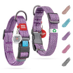 Load image into Gallery viewer, Reflective Cotton Dog Collar 12-19 inch Neck x 1 inch Wide Eco Friendly Alt to Nylon Collar for Small Medium and Large Dogs Pet Collar with QR ID Tag Puppy Collar for Large Breed Dogs Adjustable Male Female Dog Collar
