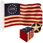 Load image into Gallery viewer, G128 5 Pack: Betsy Ross 1776 TeaStained Flag  1x1.5 Ft  ToughWeave Pro Series Embroidered 420D Polyester  Historical Flag, Embroidered Design, Indoor/Outdoor, Brass Grommets, High Quality