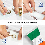 Load image into Gallery viewer, G128 Combo Pack: 6 Ft Tangle Free Aluminum Spinning Flagpole (White) &amp; Ireland Irish Flag 3x5 Ft, LiteWeave Pro Series Printed 150D Polyester, 4 Corner Brass Grommets  Pole with Flag Included