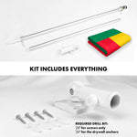 Load image into Gallery viewer, G128 Combo Pack: 6 Ft Tangle Free Aluminum Spinning Flagpole (Silver) &amp; Benin Beninese Flag 3x5 Ft, LiteWeave Pro Series Printed 150D Polyester  Pole with Flag Included