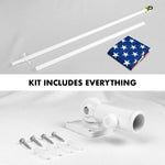 Load image into Gallery viewer, G128  5 Feet Tangle Free Spinning Flagpole (White) American Flag Brass Grommets Embroidered 2x3 ft American Flag Brass Grommets (Flag Included) Aluminum Flag Pole