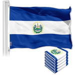 Load image into Gallery viewer, G128 5 Pack: El Salvador El Salvadoran Flag  3x5 Ft  LiteWeave Pro Series Printed 150D Polyester  Country Flag, Vibrant Colors, Brass Grommets, Thicker and More Durable Than 100D 75D Polyester