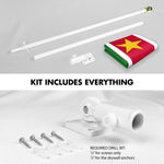 Load image into Gallery viewer, G128 Combo Pack: 6 Ft Tangle Free Aluminum Spinning Flagpole (White) &amp; Suriname Surinamese Flag 3x5 Ft, LiteWeave Pro Series Printed 150D Polyester  Pole with Flag Included