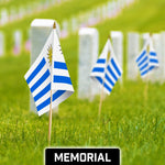 Load image into Gallery viewer, G128 50 Pack Handheld Uruguay Uruguayan Stick Flags  12x18 In  Printed 150D Polyester, Country Flag, Solid Wooden Stick, Spear Gold Tip