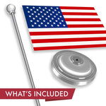 Load image into Gallery viewer, G128 American USA Deluxe Desk Flag Set  8.5x5.5 In  Printed 300D Polyester, with Silver Dome and Base, 15 Metal Pole, Decorations For Office, Home and Festival Events Celebration