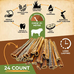 Load image into Gallery viewer, Gullet Sticks 100% Natural Beef Esophagus Dog Chews 6 in 24 Count Premium Dog