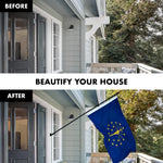 Load image into Gallery viewer, G128 Combo Pack: 5 Ft Tangle Free Aluminum Spinning Flagpole (Black) &amp; Indiana IN State Flag 2x3 Ft, ToughWeave Series Embroidered 300D Polyester  Pole with Flag Included