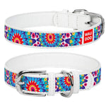 Load image into Gallery viewer, Design Leather Dog Collar for Puppy Small Medium and Large Dogs Boy &amp; Girl Leather Dog Collar Leather Buckle Dog Collar White (7 1 5 9 2 5 Neck 1 2 Wide Flowers 1)
