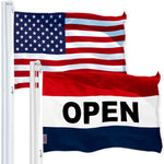 Load image into Gallery viewer, G128 Combo Pack: American USA Flag 2x3 Ft &amp; Open Flag 2x3 Ft  Both LiteWeave Pro Series Printed 150D Polyester, Brass Grommets