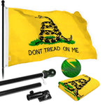 Load image into Gallery viewer, G128 Flag Pole 5 FT Black Tangle Free &amp; Gadsden Flag 2.5x4 FT Combo Embroidered Spun Polyester