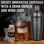 Load image into Gallery viewer, Bartender Kit with Whiskey Smoker 13 pcs Bamboo Stand Bar Set with Cocktail Shaker Bartending Kit with Essential Bar Accessory Tools Wood Chips Black