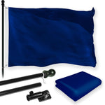 Load image into Gallery viewer, G128 Combo Pack: 5 Ft Tangle Free Aluminum Spinning Flagpole (Black) &amp; Solid Blue Color Flag 2x3 Ft, LiteWeave Pro Series Printed 150D Polyester  Pole with Flag Included