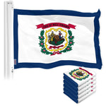 Load image into Gallery viewer, G128 5 Pack: West Virginia WV State Flag  3x5 Ft  LiteWeave Pro Series Printed 150D Polyester  Indoor/Outdoor, Vibrant Colors, Brass Grommets, Thicker and More Durable Than 100D 75D Polyester