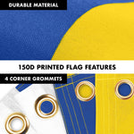 Load image into Gallery viewer, G128 Combo Pack: 6 Ft Tangle Free Aluminum Spinning Flagpole (Silver) &amp; Ukraine Ukrainian Flag 3x5 Ft, LiteWeave Pro Series Printed 150D Polyester, 4 Corner Brass Grommets  Pole with Flag Included