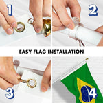 Load image into Gallery viewer, G128 Combo Pack: 6 Ft Tangle Free Aluminum Spinning Flagpole (White) &amp; Brazil Brazilian Flag 3x5 Ft, Double ToughWeave Series Double Sided Embroidered 210D Polyester  Pole with Flag Included