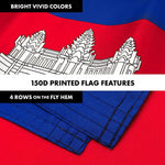 Load image into Gallery viewer, G128 Combo Pack: 6 Ft Tangle Free Spinning Flagpole (White) &amp; Cambodia Flag 3x5 Ft Printed 150D Polyester, Brass Grommets (Flag Included) Aluminum Flag Pole