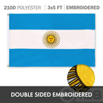 Load image into Gallery viewer, G128 Combo Pack: USA American Flag 3x5 Ft Embroidered Stars &amp; Argentina (Argentinian) Flag 3x5 Ft Doublesided Embroidered 210D