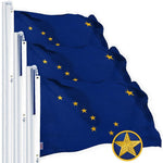 Load image into Gallery viewer, G128 3 Pack: Alaska AK State Flag  3x5 Ft  Embroidered 220GSM SPUN POLYESTER  Embroidered Stars, Sewn Stripes, Brass Grommets, Indoor/Outdoor, Vibrant Colors, Heavy Duty SPUN POLYESTER
