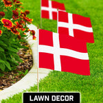 Load image into Gallery viewer, G128 50 Pack Handheld Denmark Danish Stick Flags  12x18 In  Printed 150D Polyester, Country Flag, Solid Wooden Stick, Spear Gold Tip