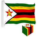 Load image into Gallery viewer, G128 5 Pack: Zimbabwe Zimbabwean Flag  3x5 Ft  LiteWeave Pro Series Printed 150D Poly  Country Flag, Indoor/Outdoor, Vibrant Colors, Brass Grommets, Thicker and More Durable Than 100D 75D Polyester