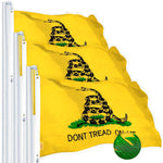 Load image into Gallery viewer, Gadsden Don't Tread on Me Flag 3x5 Ft 3Pack Embroidered Spun Polyester By G128
