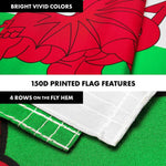 Load image into Gallery viewer, G128 Combo Pack: 6 Ft Tangle Free Spinning Flagpole (White) &amp; Wales Flag 3x5 Ft Printed 150D Polyester, Brass Grommets (Flag Included) Aluminum Flag Pole