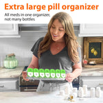 Load image into Gallery viewer, Extra Large Pill Organizer Green White 2 Times A Day Big Pill Box 7 Day Am Pm