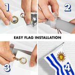 Load image into Gallery viewer, G128 Combo Pack: 6 Ft Tangle Free Aluminum Spinning Flagpole (Silver) &amp; Uruguay Uruguayan Flag 3x5 Ft, Double ToughWeave Series Double Sided Embroidered 210D Polyester  Pole with Flag Included