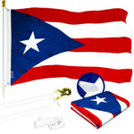 Load image into Gallery viewer, G128  6 Feet Tangle Free Spinning Flagpole (White) Puerto Rico Flag Brass Grommets Embroidered 3x5 ft (Flag Included) Aluminum Flag Pole