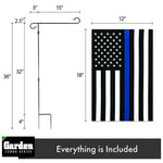 Load image into Gallery viewer, G128 Combo Pack: Garden Flag Stand Black 36x16 Inch &amp; Garden Flag Thin Blue Line 12x18 Inch