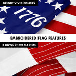 Load image into Gallery viewer, Combo Pack: 5 Ft Tangle Free Aluminum Spinning Flagpole (White) &amp; Betsy Ross 1776 Flag 2.5x4 Ft, ToughWeave Series Embroidered 300D Polyester  Pole with Flag Included