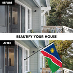 Load image into Gallery viewer, G128 Combo Pack: 6 Ft Tangle Free Aluminum Spinning Flagpole (Black) &amp; Namibia Namibian Flag 3x5 Ft, LiteWeave Pro Series Printed 150D Polyester  Pole with Flag Included