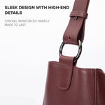 Load image into Gallery viewer, Wine Red Bucket Tote Large Genuine Leather Shoulder Bag for Women with Velvet Lining Dust Bag