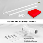 Load image into Gallery viewer, G128 Combo Pack: 5 Ft Tangle Free Aluminum Spinning Flagpole (White) &amp; Solid Red Color Flag 2x3 Ft, LiteWeave Pro Series Printed 150D Polyester  Pole with Flag Included