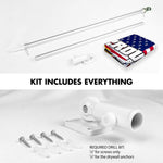 Load image into Gallery viewer, G128 Combo Pack: 6 Ft Tangle Free Aluminum Spinning Flagpole (Silver) &amp; American USA Proud and Free Eagle Flag Flag 3x5 Ft, LiteWeave Pro Series Printed 300D Polyester  Pole with Flag Included