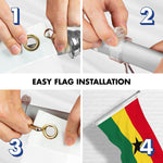Load image into Gallery viewer, G128 Combo Pack: 6 Ft Tangle Free Spinning Flagpole (Silver) &amp; Ghana Flag 3x5 Ft Printed 150D Polyester, Brass Grommets (Flag Included) Aluminum Flag Pole