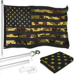 Load image into Gallery viewer, G128 Combo Pack: 6 Ft Tangle Free Aluminum Spinning Flagpole (Silver) &amp; American USA Camouflage Flag 3x5 Ft, LiteWeave Pro Series Printed 300D Polyester  Pole with Flag Included
