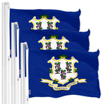 Load image into Gallery viewer, G128 3 Pack: Connecticut CT State Flag  3x5 Ft  LiteWeave Pro Series Printed 150D Polyester  Indoor/Outdoor, Vibrant Colors, Brass Grommets, Thicker and More Durable Than 100D 75D Polyester