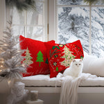 Load image into Gallery viewer, Christmas Decoration Elegant Pine Spruce Waterproof Throw Pillow 18 x 18 in Set of 4, Beautiful Cushion Covers for Christmas Sofa Couch Decoration, Pillow Insert Included