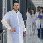 Load image into Gallery viewer, Disposable Lab Coat Large Size 35 GSM PP White Lab Jacket for Adults 1 Pack