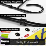 Load image into Gallery viewer, Combo Pack: Garden Flag Stand Black 36x16 Inch &amp; Garden Flag Easter Greetings with White Bunny Eggs 12x18 Inch